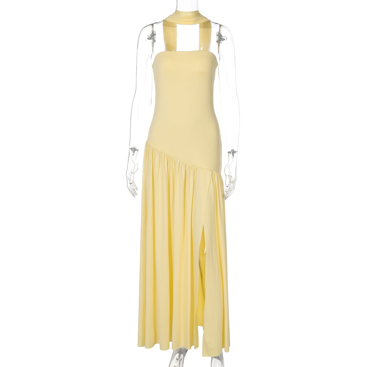 Elegant Strapless Bodycon Maxi Dress With Back Slit