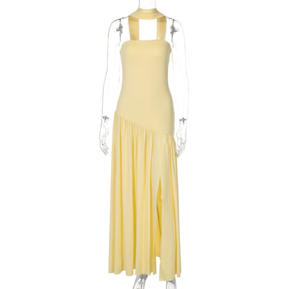 Elegant Strapless Bodycon Maxi Dress With Back Slit