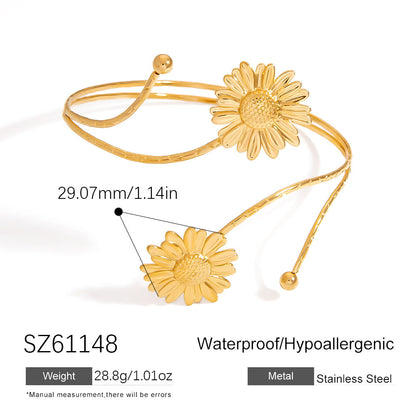 Stylish Stainless Steel Bangle Bracelet With 18K Gold Finish