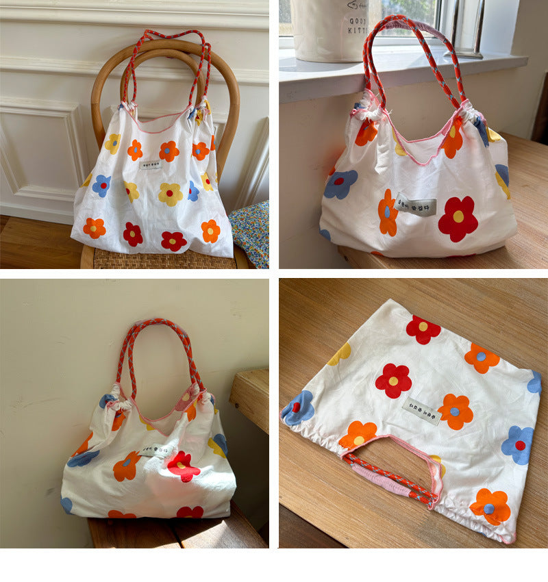 Large Capacity Floral Shopping Bag, Eco-Friendly Tote