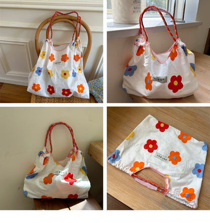 Large Capacity Floral Shopping Bag, Eco-Friendly Tote