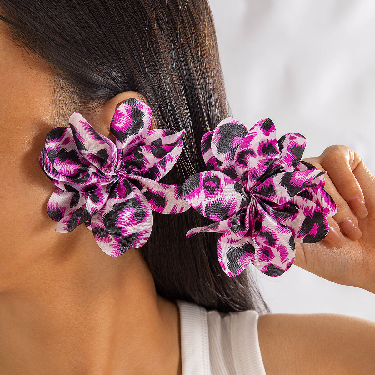 Geometric Leopard Print Resin Drop Earrings For Women