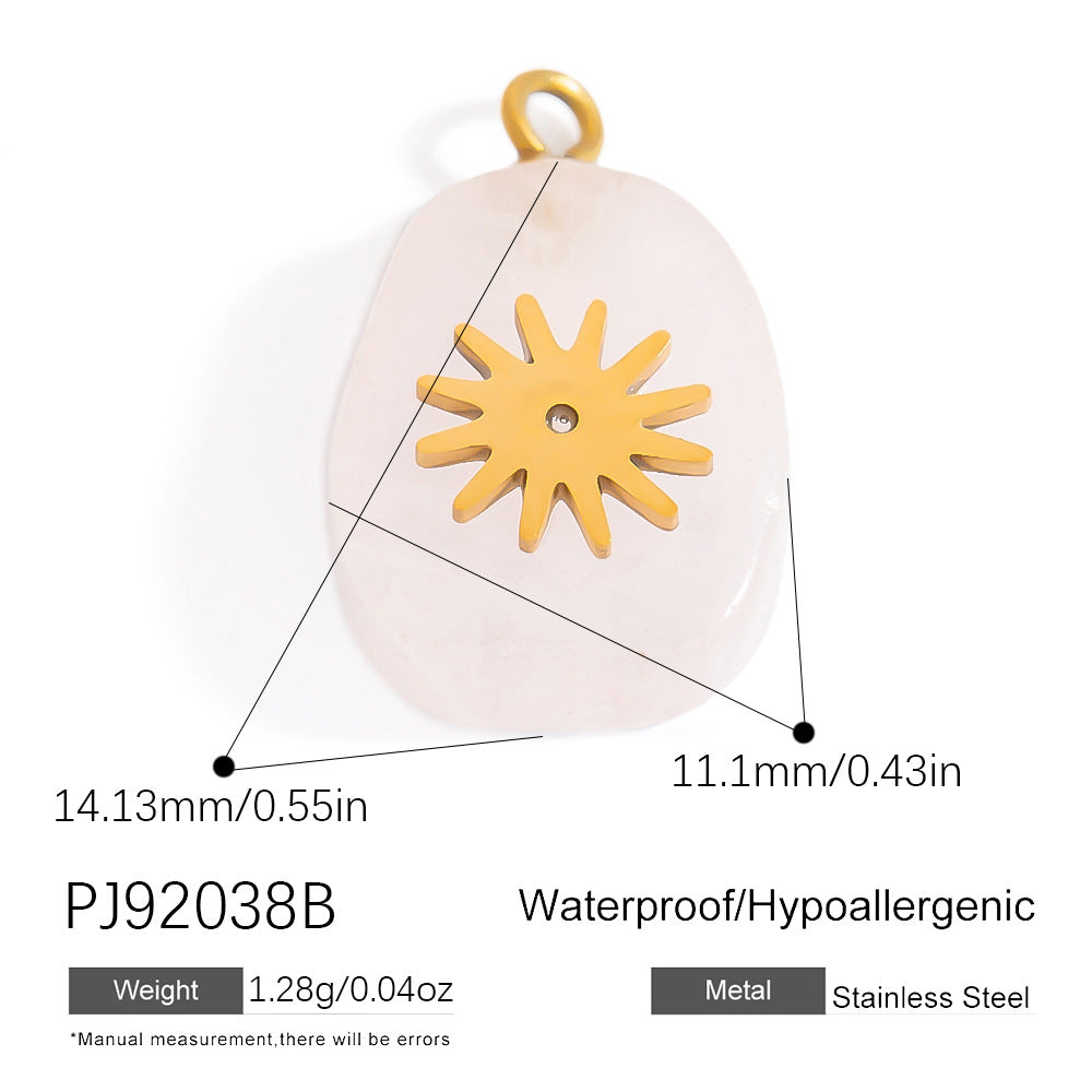 Butterfly Pendant Necklace Natural Stone Stainless Steel Jewelry