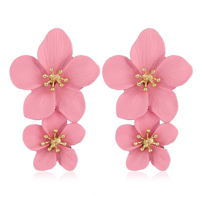Trendy Floral Drop Earrings Alloy Geometric Jewelry