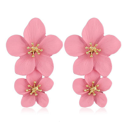 Trendy Floral Drop Earrings Alloy Geometric Jewelry