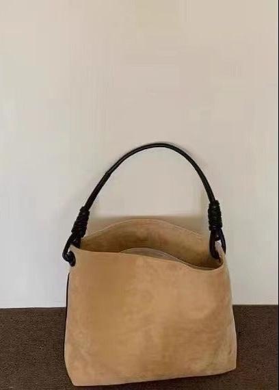 Suede Tote Bag With Knotted Handle
