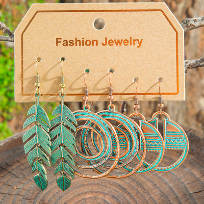 Bohemian Vintage Leaf Earrings Set Stylish Accessories
