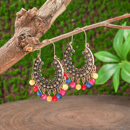 Bohemian Tassel Drop Earrings Colorful Ethnic Jewelry Set