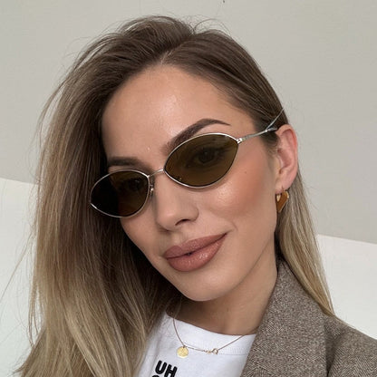 Trendy Oval Metal Sunglasses for Outdoor Activities