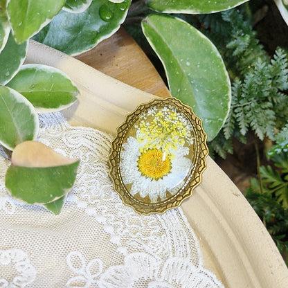 Floral Vintage Handmade Necklace with Resin Flower Pendant