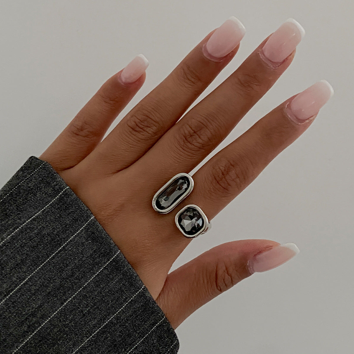 Geometric Acrylic Diamond Ring Set Trendy Fashion Rings