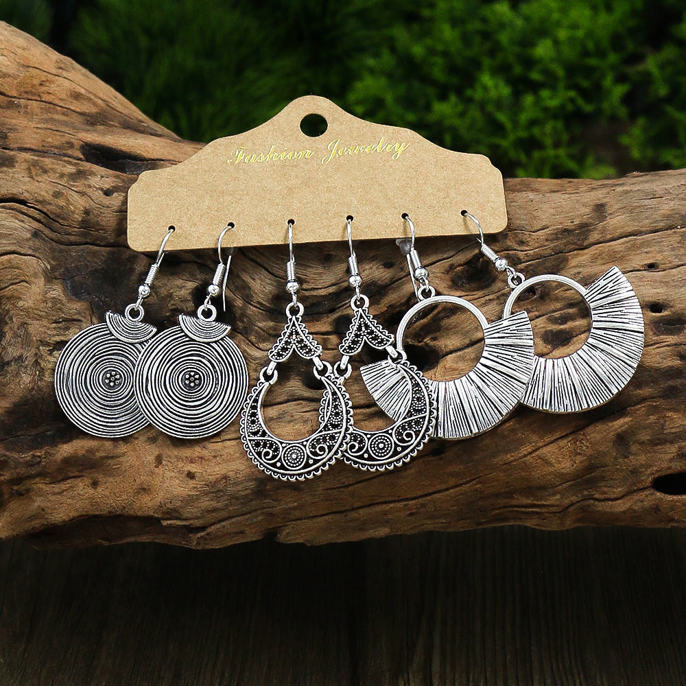 Vintage Geometric Alloy Earrings Set for Women