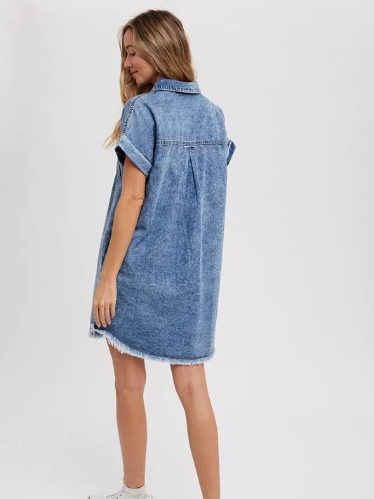 Casual Loose-Fit Denim Cardigan Dress