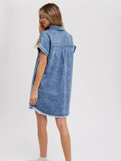 Casual Loose-Fit Denim Cardigan Dress