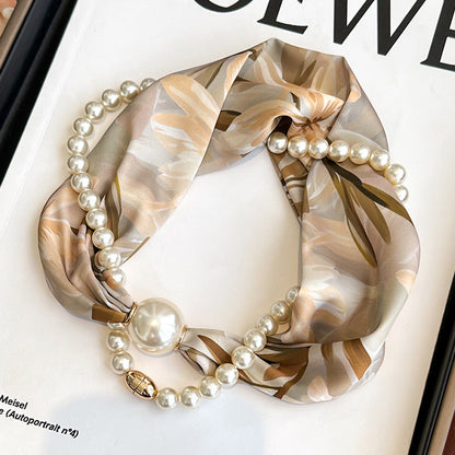 Elegant Magnetic Clasp Pearl Necklace Scarf