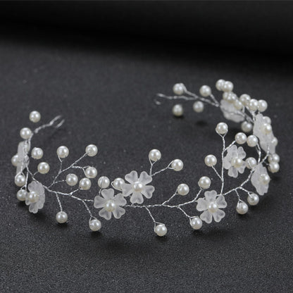 Transparent Plastic Flower Pearl Handmade Headband for Weddings