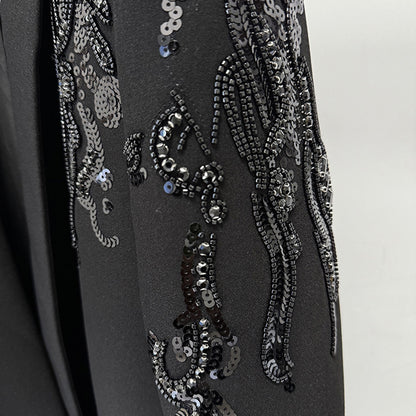 Embroidered Pearl Detail Blazer Dress Elegant Fashion