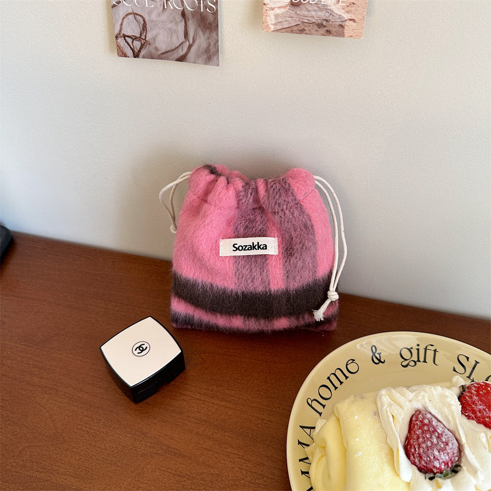 Cosbai - Woolen Cosmetic Storage Drawstring Bag