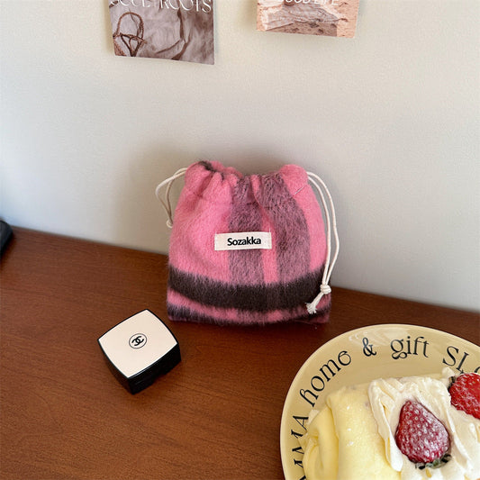Cosbai - Woolen Cosmetic Storage Drawstring Bag
