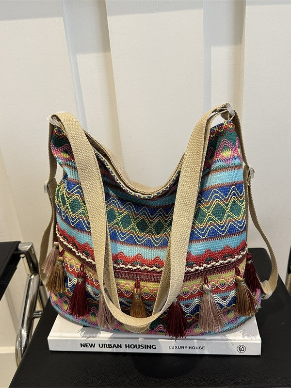 Casual Fringe Tote Bag Cotton for Daily Use