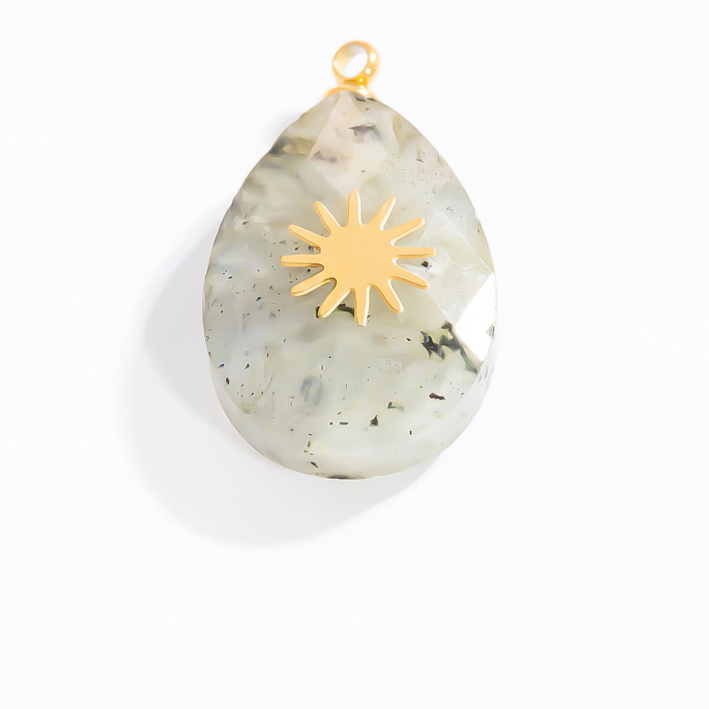 Butterfly Pendant Necklace Natural Stone Stainless Steel Jewelry