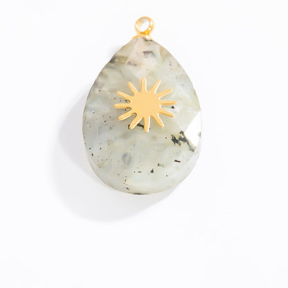Butterfly Pendant Necklace Natural Stone Stainless Steel Jewelry