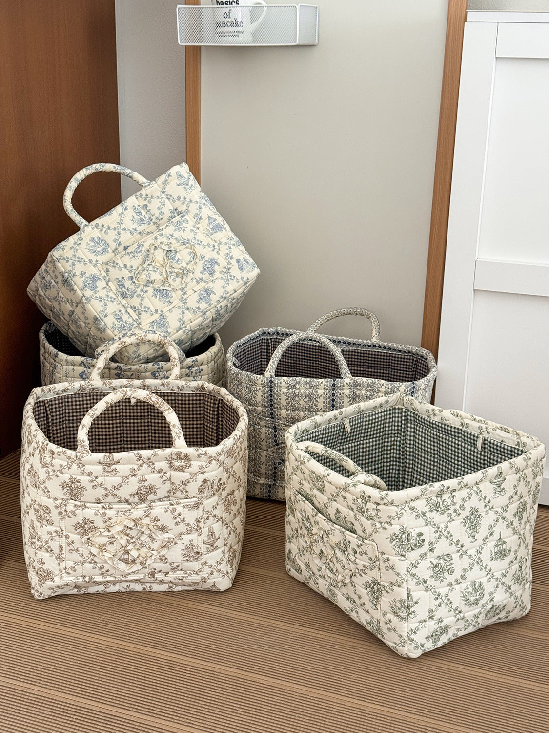 French Vine Storage Basket Stylish Lightweight Floral Organizer