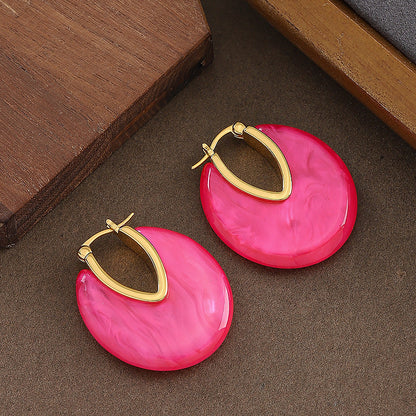 Fashionable Geometric Resin Hoop Earrings For Elegant Occasions