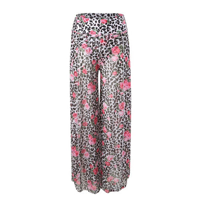 Women'S Bikini Set With Printed Pants - Polyester Fabric