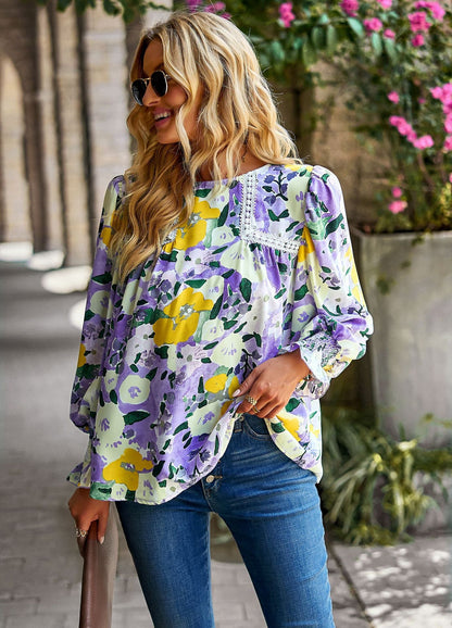Women'S Floral Temperament Top Versatile Shirt