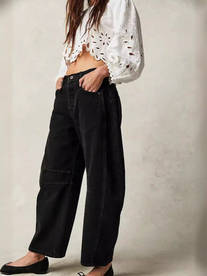 Casual Loose-Fit Mid-Rise Straight-Leg Women's Jeans
