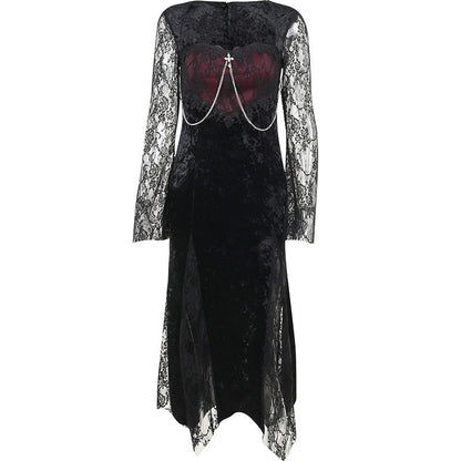 Dark Aesthetic Lace Sleeve Bodycon Dress