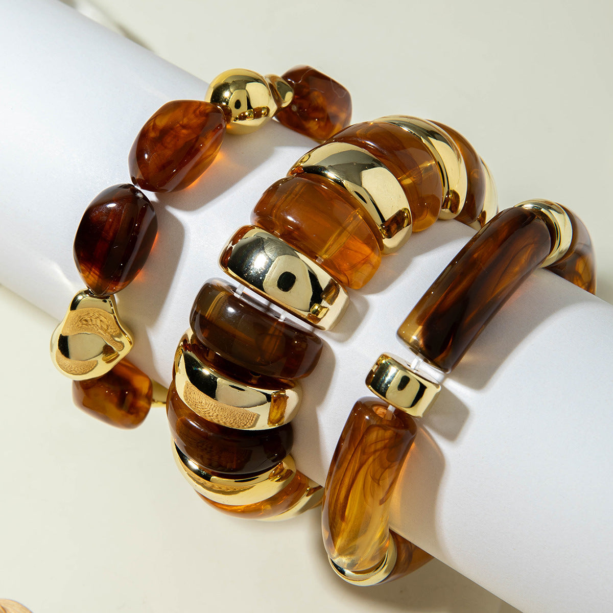 Exaggerated Acrylic Bead Bracelet Set Colorful Retro Jewelry