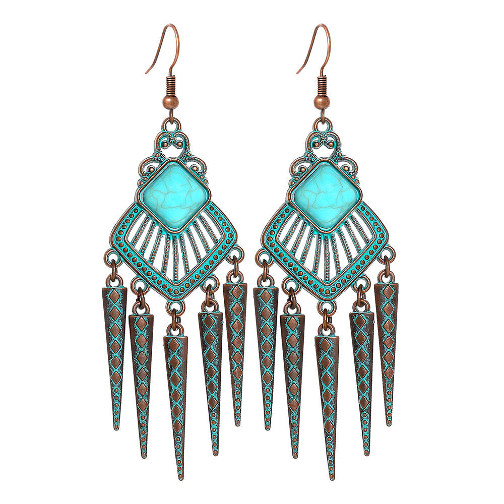 Vintage Metal Tassel Earrings Creative Bohemian Jewelry