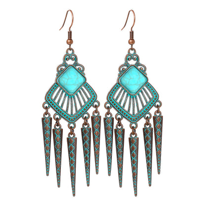 Vintage Metal Tassel Earrings Creative Bohemian Jewelry