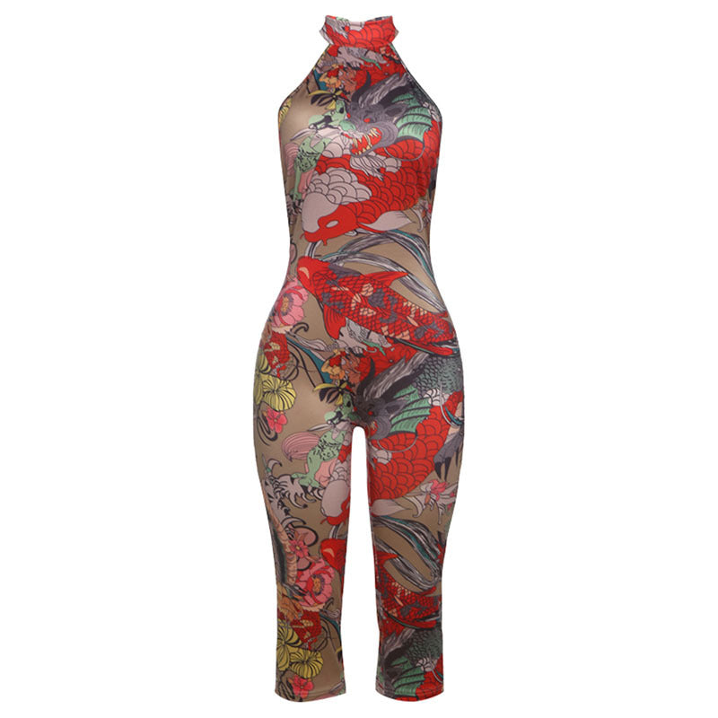 Sexy Backless Leopard Print Bodysuit For Women