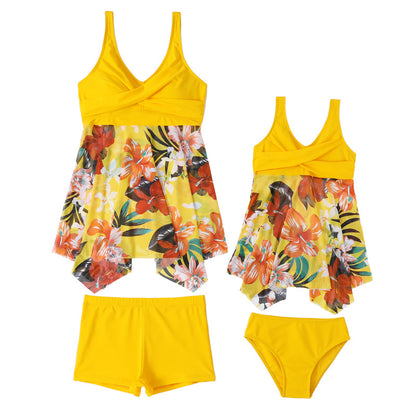Plus Size Two-Piece Swimwear For Women With Mesh Skirt