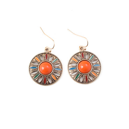 Bohemian Style Round Drop Earrings Geometric Alloy Jewelry