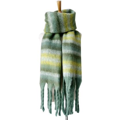 Winter Striped Oversized Thick Soft Tassel Scarfs