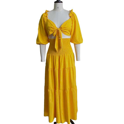 Summer Strapless Top And Wide-Leg Pants Two-Piece Set