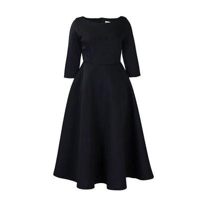 Elegant Solid Color A-Line Dress Polyester Blend