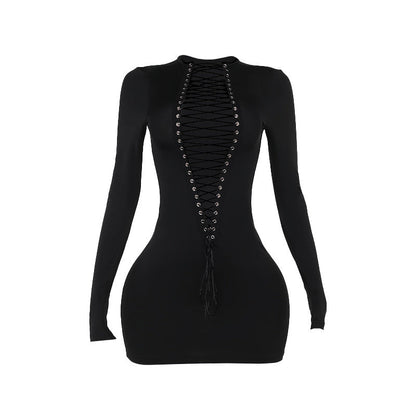 Sexual Tie-Back Mini Dress Women Casual Slim Fit