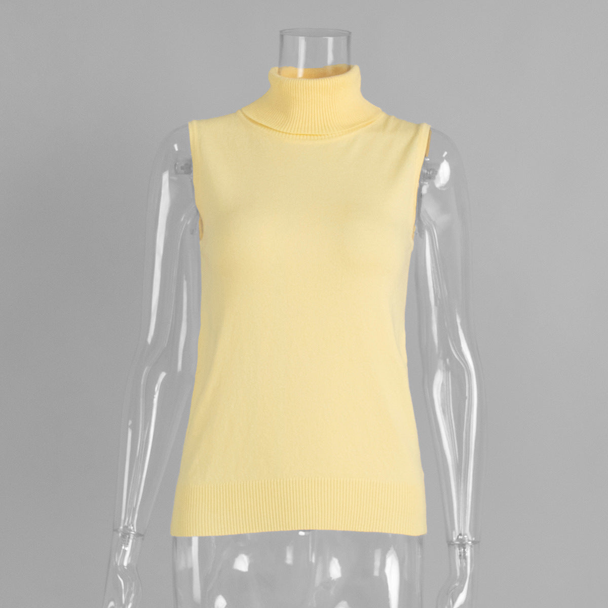High Neck Sleeveless Knit Top Comfortable Casual Shirt