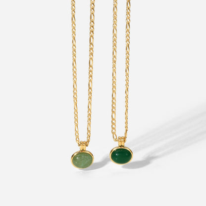 Green Gemstone Pendant Vintage Necklace