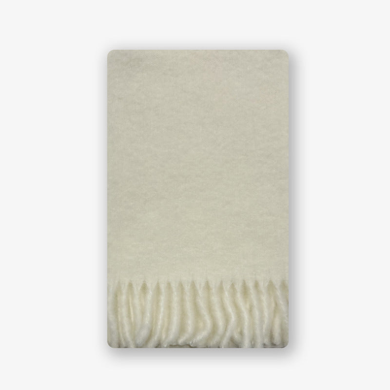 Winter Solid Color Thick Tassel Wool Scarf