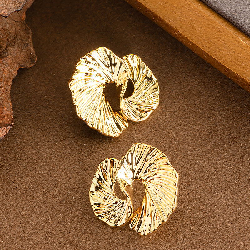 Abstract Geometric Metal Stud Earrings For Women
