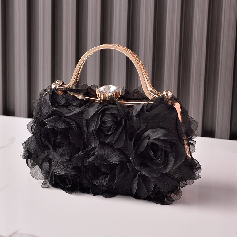 White Floral Evening Bag Elegant Bridal Purse for Parties