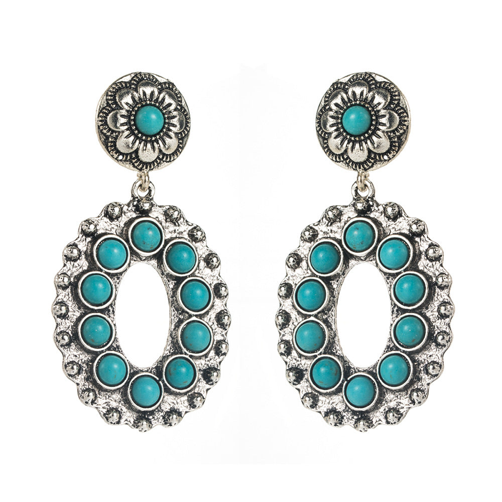 Bohemian Turquoise Floral Earrings for Women