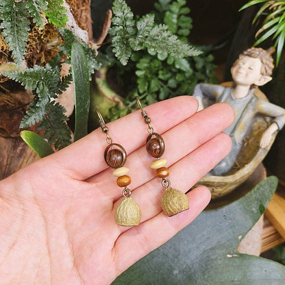 Handcrafted Vintage Floral Wooden Bead Earrings