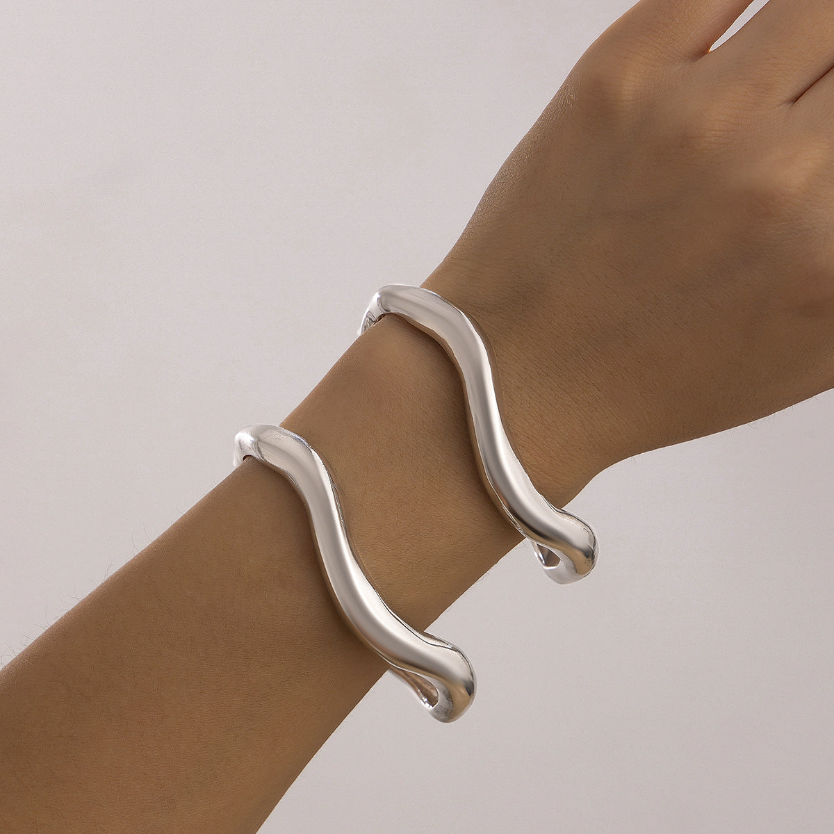 Trendy Irregular Geometric Metal Lava Bracelets For Women